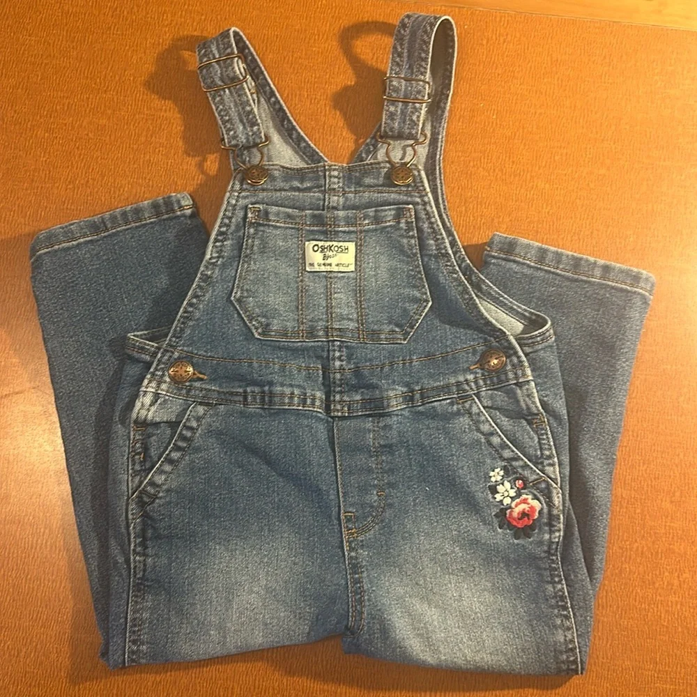 Osh Kosh B’Gosh Denim‎ 3T Overslls with Flower Embroidery